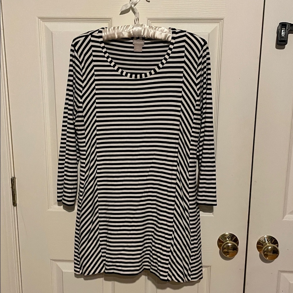 Black and White Striped Long Sleeve Top chicos size 0